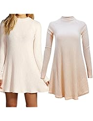 Spring Summer Long Sleeves Cotton/Jersey/Polyester Flared-Skirt Skater Dress/Club Dress/Party Dress 