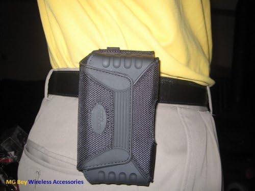 Rugged QX NXT XX-Large Heavy Duty Horizontal/Vertical Black Holster Pouch W/Detachable Swivel Quad Lock Metal Steel Belt Clip Fits LG G Flex 2 (CDMA)