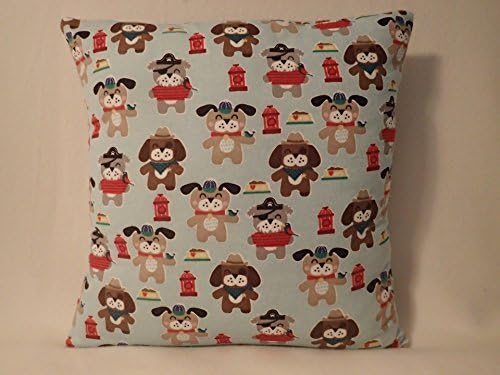 Decorative Pillow Cover Throw pillow Cover 16 x 16 Cartoon Dog Sheriff Pirate Police Fireman Fire Hydrant Dog Bowl Children's Decor