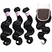Mike & Mary® Top 7A Best Brazilian Hair 3 Bundles with Lace Closure 4x4