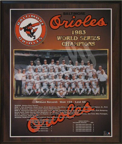 Baltimore Orioles Large Healy Plaque - 1983 World Series Champs