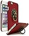 Bastex iPhone 6 Case, Ultra Slim Fit Protective Vintage Rock Lion Head Door Knocker, with Red Gator Skin Textured PU Leather Fashion Hard Back Cover for Apple iPhone 6s 4.7