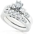 1 1/4ctw Three Stone Round Brilliant Diamond Wedding Ring Set in 14kt White Gold (HI/I1)