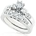 1 1/4ctw Three Stone Round Brilliant Diamond Wedding Ring Set in 14Kt White Gold (HI/I1)