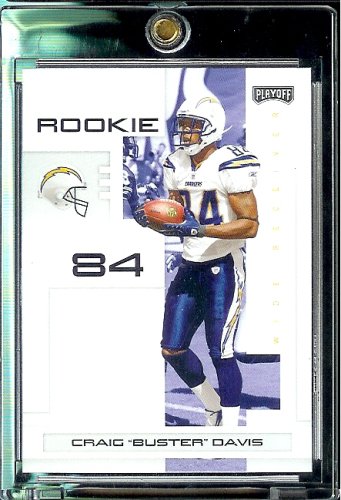 2007 Playoff NFL Playoffs Football # 158 Craig Buster Davis - San Diego Chargers (RC) Rookie Card - Premium Trading Card in Protective Display Case