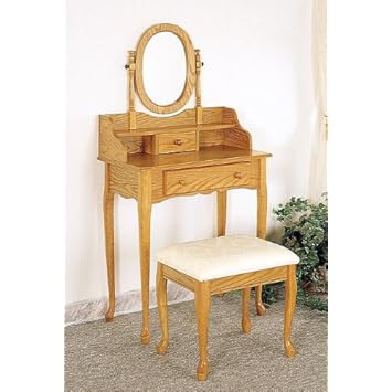 Queen Anne oak Finish Vanity Set