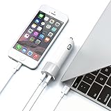 Satechi 48W Type Cと標準USB Aポート付 車載アダプター　対応: Apple Macbook 12 Inch, LG G5, Nexus 5X/6P, HTC 10など (シルバー)