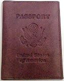 Brown Leather USA Embossed Passport Holder Cover