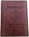 Brown Leather USA Embossed Passport Holder Cover