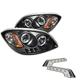 Carpart4u Chevy Cobalt / Pontiac G5 / Pontiac Pursuit Halo LED Black Projector Headlights and LED Day Time Running Light Package