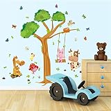 Wall Decals Forest Tree Playground - Easy Peel & Stick Wall Art Decor - Baby/ Kids Nursery Room Decorative Stickers