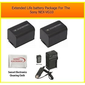 2 Pack Of Extended Life Replacement Batteries For the Sony FV70 2300MAh Each + Rapid AC/DC battery Charger 110/220V Exclusively For the Sony NEX-VG10, NEX-VG20
