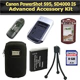 Advanced Accessory Kit For Canon PowerShot S95 Digital Camera Includes 8GB High Speed SD Memory card + USB 2.0 High Speed Card Reader + Replacement NB-6L (1200 mAH) Battery + Ac/Dc Rapid Travel Battery Charger + Deluxe Hard Case + LCD Screen Protectors
