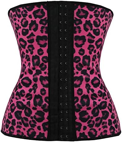 Hozoyo Women's Latex Sport Girdle Underbust Waist Training Corset Waist Cincher (RoseLeopard, XL)