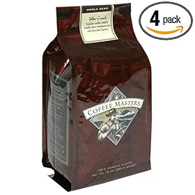 Coffee Masters Flavored Coffee, Tofee Crunch, Whole Bean, 12-Ounce Bags (Pack of 4) by Coffee Masters