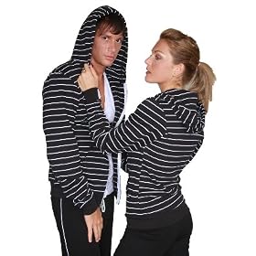 Buy American Apparel Unisex Striped Fleece Hoody Zipped Sweatshirt RSASTF497 by American Apparel