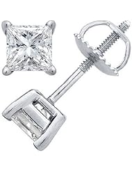 1.00ct Certified Princess Cut Diamond Studs VS2 ,Color:F