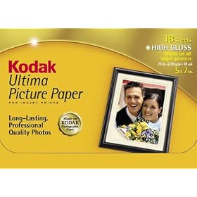 Kodak Ultima 5x7 Glossy Photo Inkjet Paper, 18 Sheet Package