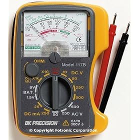 BK Precision 117B Analog Multimeter with Shock Absorber Holster by B&K
