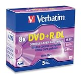 Verbatim 95311 8.5 GB 8x-10x Double Layer Recordable Disc DVD+R DL, 5-Disc Slim Case