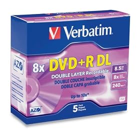 Verbatim 8.5 GB 8x DVD+R Double Layer Bundle (5 Discs)