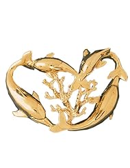 CleverEves 14K Gold Pendant Dolphins and Coral 13.2 - Gram(s)