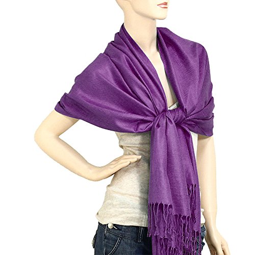 Falari Women's Solid Color Pashmina Shawl Wrap Scarf 80" X 27" Dark