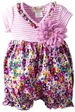Bonne Baby-girls Newborn Ruffle Kimono Rompers With Flower