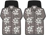Two Tone Grey Hawaiian Aloha Shirt 2 Pc Front Floor Mat Set