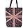 Cotton Fashion Shopper Floral Flag Design Black / Pink