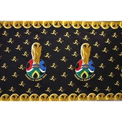 キテンゲ アフリカの布 『2010サッカーワールドカップ南アフリカ大会』 (ブラウン×黄) 縦約105cm×横200cm No.201