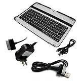 Skque Wall Charger + USB Data Cable + Aluminum Bluetooth Keyboard Case Cover ...