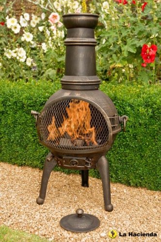 Lisbon Cheminée d'extérieur chauffe-terrasse en fonte d'acier Bronze 95 cm