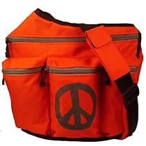 Diaper Dude Orange Diaper Bag with Peace Sign - New!