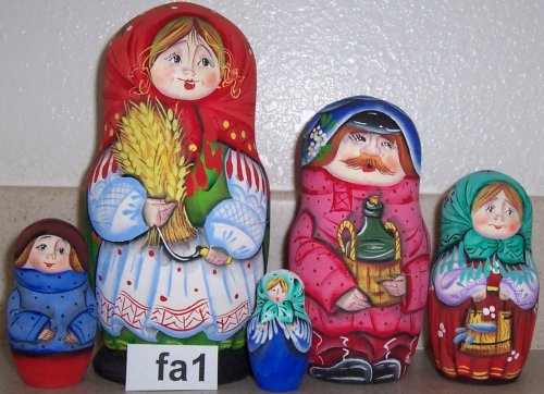 Childrens Toyshop  Toys : Russian Nesting Nested Stacking doll 5 pcs / 6 in #fa-01 fa-02