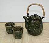 Japanese Green Teapot with Cups