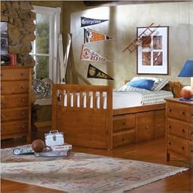 Echo Falls 5 Piece Twin Captain's Bedroom Set in Rosewood
