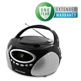 Magnasonic MAG-MA173K Portable Stereo CD Player Boombox with LED Display, AM/FM Radio & 3.5mm MP3 Auxiliary Input Jack & Bonus 1 Year Warranty