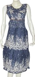 Womens Casual Tank Sun Dresses in Georgette Fabric with Embroidery for Summer Beach Wear Made in India Size