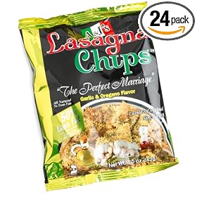 A & J's Lasagna Chips, The Perfect Marriage Garlic & Oregano Flavor, 1.5-Ounce Bags (Pack of 24)