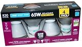 Feit Electric R30 Reflector 65W Replacement Bulb, Uses 15W - 4-Pack