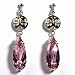 Sterling Silver Earrings with Pink CZ - Size: 42mm