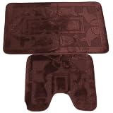 2 Piece Fish Pattern Bathroom Bath & Pedestal Mat/Rug Set (7 Colours)