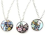 Circle Flower Mosaic Necklace by Angela Ibbs