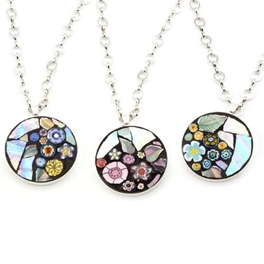 Circle Flower Mosaic Necklace by Angela Ibbs