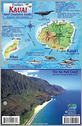 Kauai Hawaii Map & Coral Reef Creatures Guide Franko Maps Laminated Fish Card