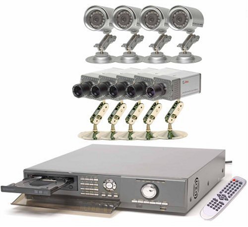 Q See Q32DM99D 9 Channel MPEG 4 Pentaplex Network Digital Video Recorder w 320GB Hard Drive & Internet Monitoring  Built in DVD Burner & 9 CCD Cameras