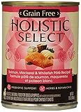 Holistic Select Natural Grain Free Wet Canned Dog Food, Salmon, Mackerel & Whitefish Recipe, 13-Ounce Can (Value Pack of 12)
