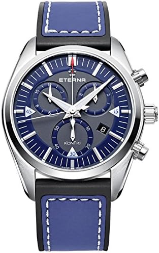 Eterna KonTiki 1250.41.81.1303 42mm Stainless Steel Case Blue Calfskin Anti-Reflective Sapphire Men's Watch