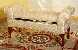 Queen Anne Style Legs Vanity Bench/Chair W/Upholstered Storage